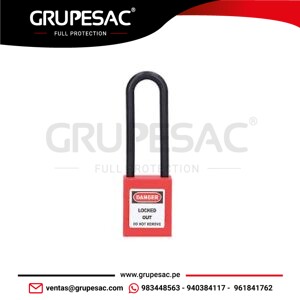 Candado de Bloque Rojo con Arco Largo de Nylon 3"