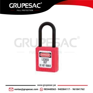 Candado de Bloqueo Rojo con Arco de Nylon de 1.5″