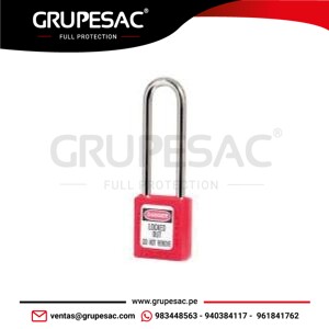 Candado de Bloqueo Rojo con Arco Largo de Acero 3"