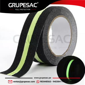 Cinta Antideslizante Fotoluminiscente Verde Con Negro