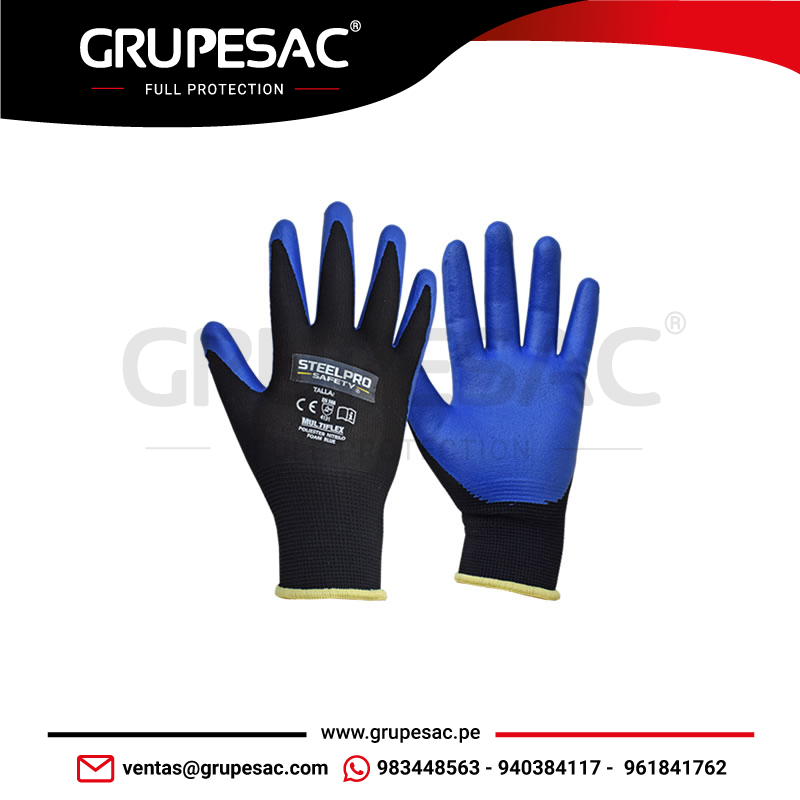 Guantes Multiflex de Nitrilo Foam Blue STEELPRO Guantes Multiflex de Nitrilo Foam Blue STEELPRO